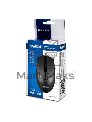 Мышь проводная SVEN RX-30 черный, 1000 dpi, USB, кнопки - 3