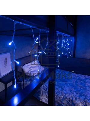 Новогодние светоукрашения Neon-night гирлянда Айсикл (бахрома) светодиодный, 1,8 х 0,5 м., белый провод, 220В, диоды синие