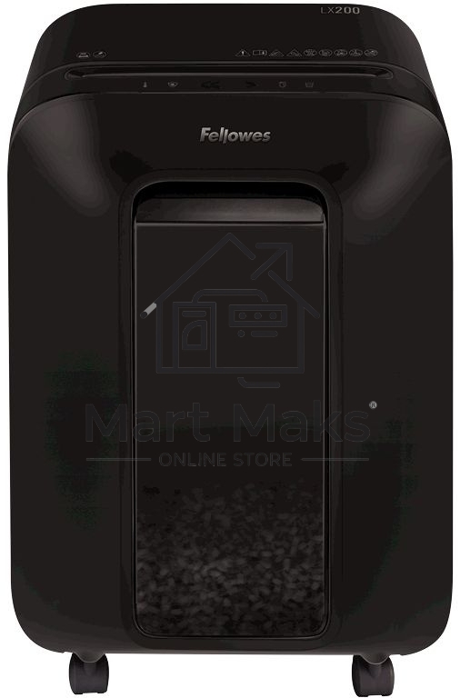 Шредер Fellowes PowerShred LX200 черный (секр.P-4)/перекрестный/12лист./22лтр./скрепки/скобы/пл.карты