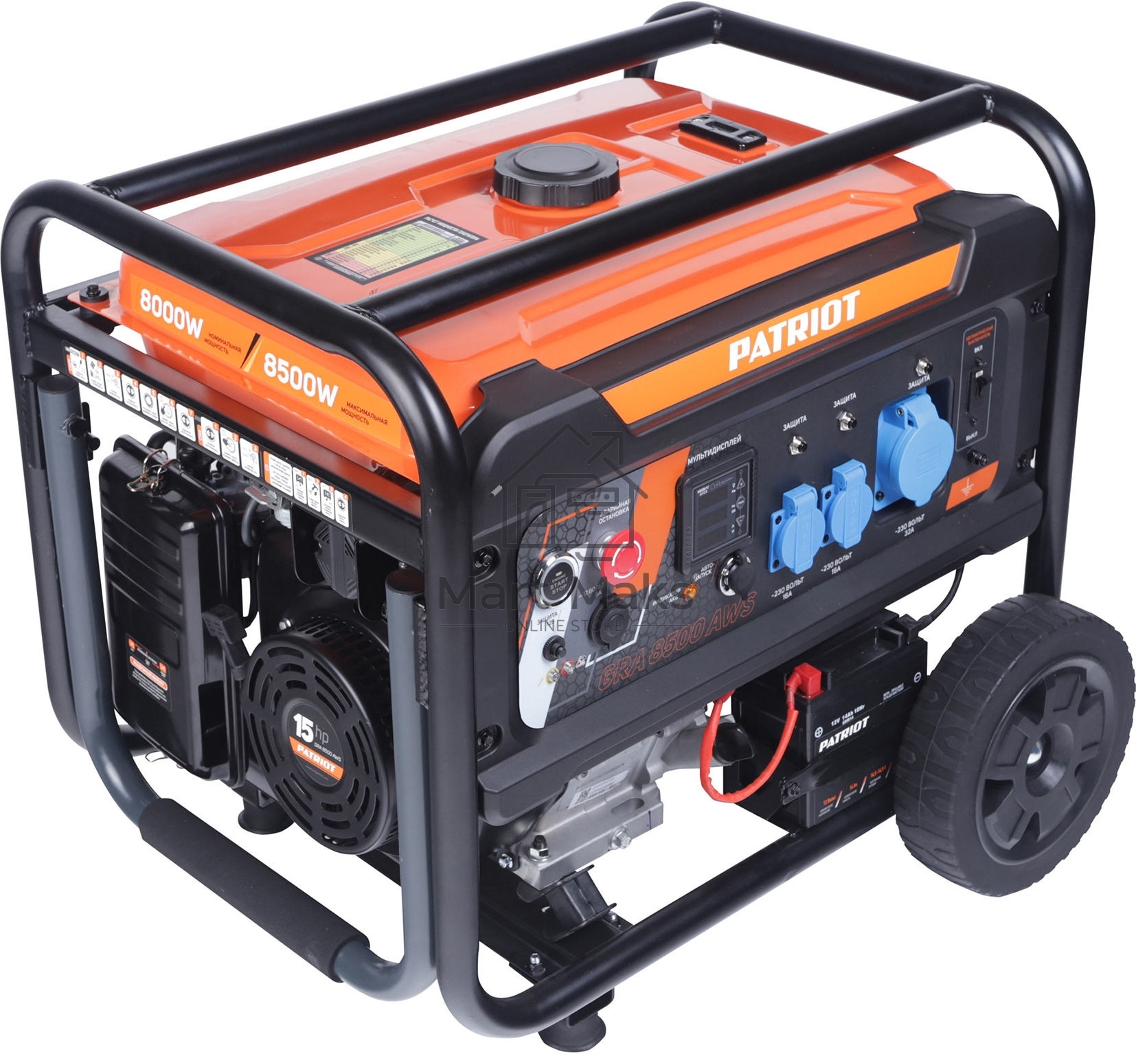 Электрогенератор бензиновый Patriot GRA 8500AWS, 8.5 кВт, 75 дБ, 100 кг