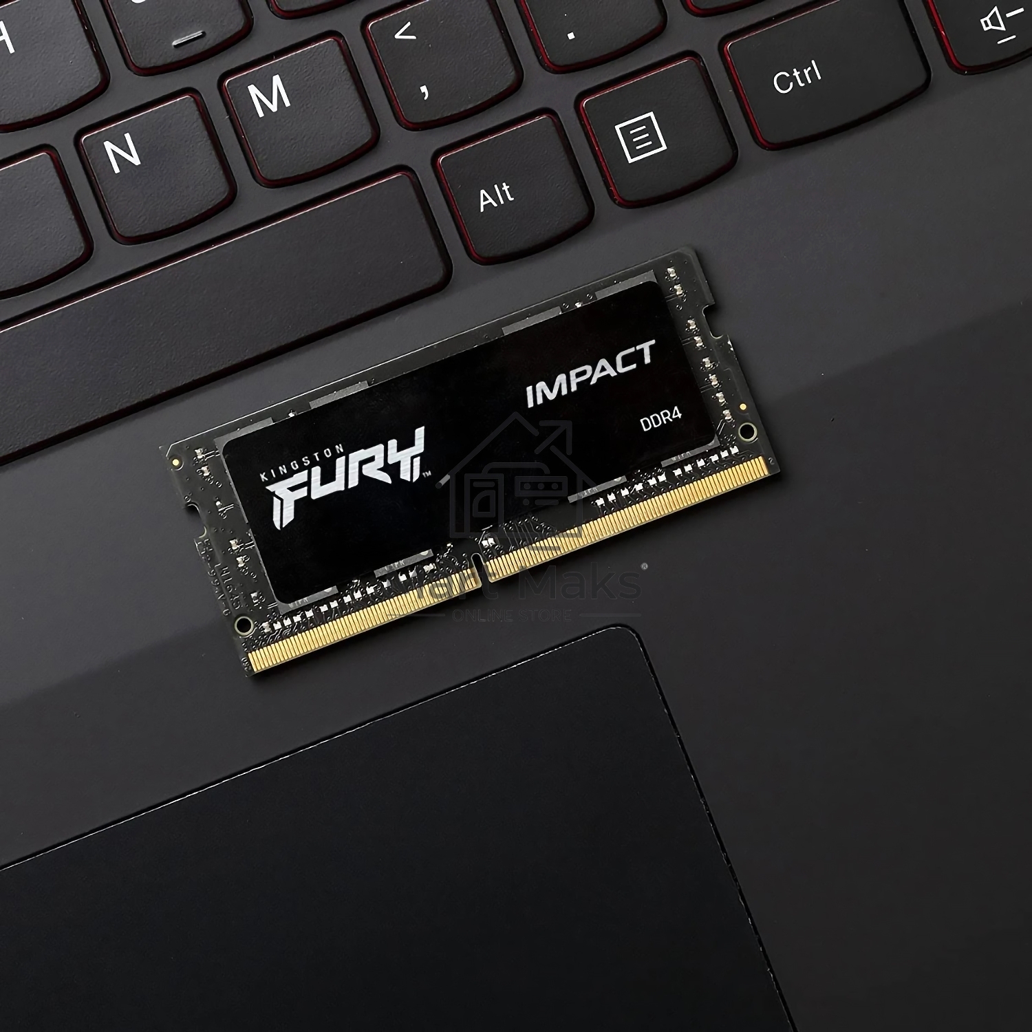 Оперативная память Kingston Fury Impact, DDR5, 16GB (1x16GB), 6400MHz, CL38, ECC, SO-DIMM, с радиатором, черный