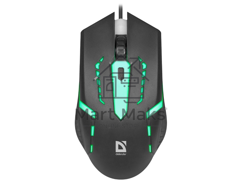 Мышь проводная Defender Hit MB-601 черный, 1200 dpi, USB, кнопки - 4