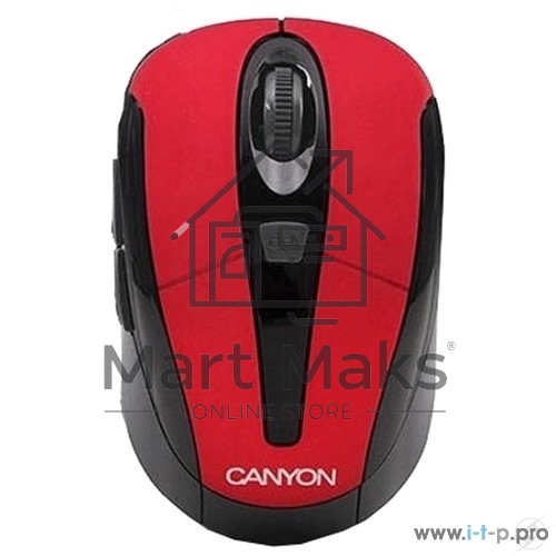Мышь беспроводная Canyon MSO-W6 красный, 1600 dpi, радиоканал, USB, кнопки - 6