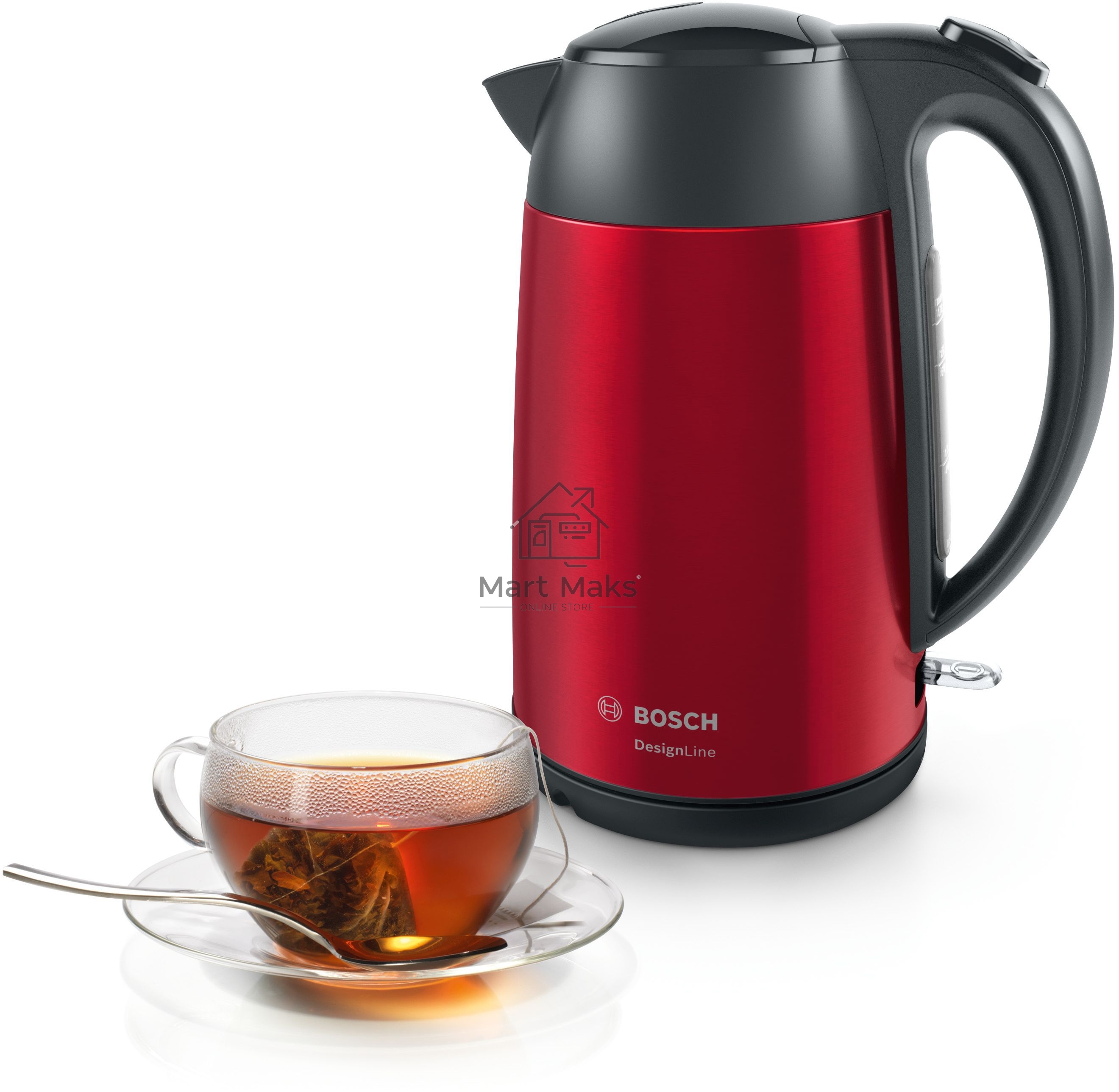 Чайник электрический Bosch TWK3P424 1.7л. 2400Вт красный (корпус: нержавеющая сталь)