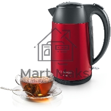 Чайник электрический Bosch TWK3P424 1.7л. 2400Вт красный (корпус: нержавеющая сталь)