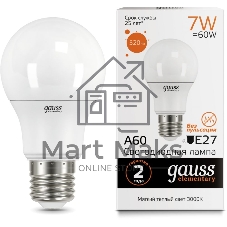 Лампа светодиодная Gauss 23217A LED Elementary A60 7W E27 520lm 2700K 1/10/100 0