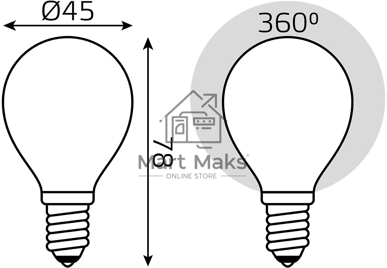 Лампа светодиодная Gauss Filament 105201109-D 9Вт цок.:E14 шар 220B 3000K св.свеч.бел.теп. (упак.:10шт)