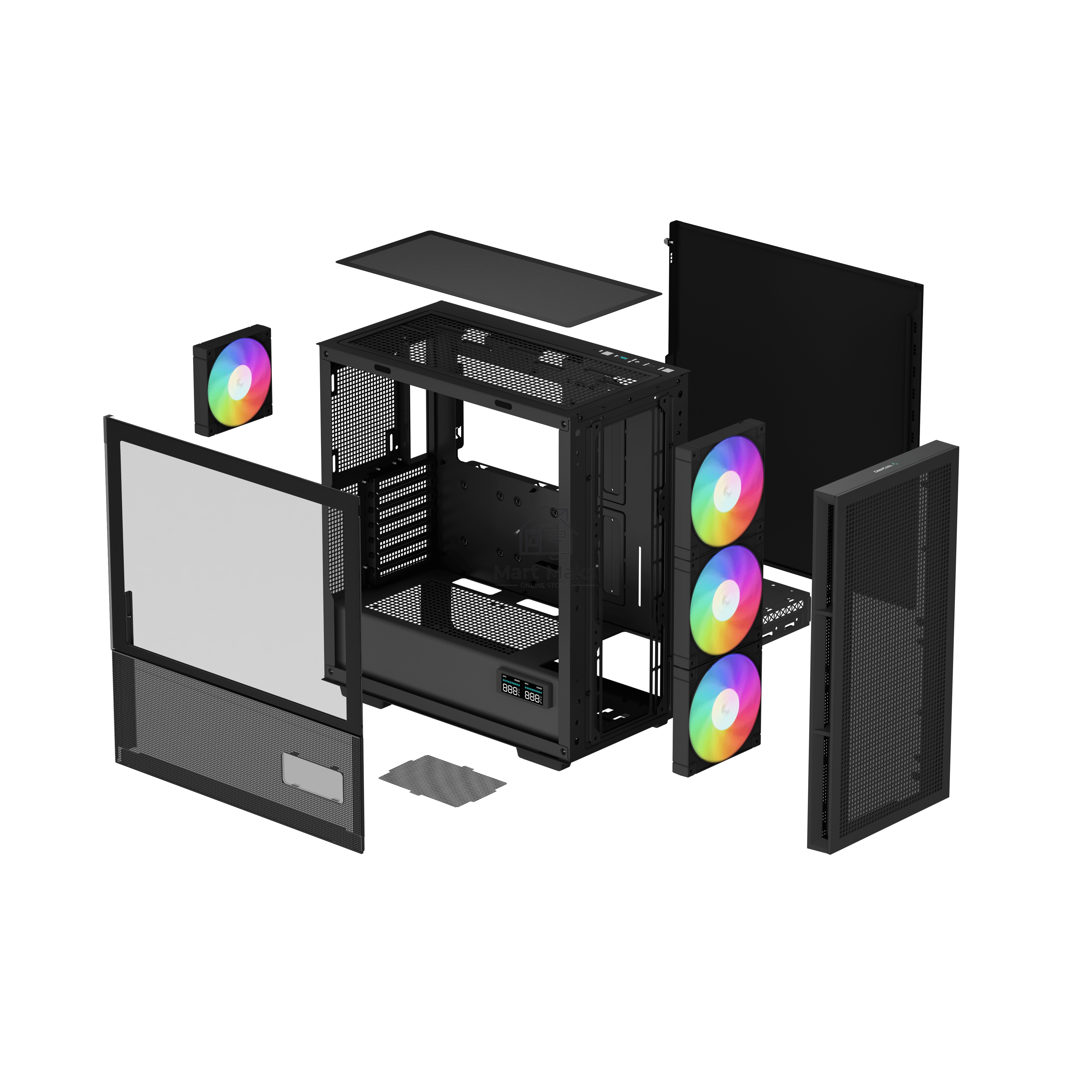 Компьютерный корпус DeepCool CH560 Digital черный (R-CH560-BKAPE4D-G-1) (ATX, без БП, 2хUSB, с окном)