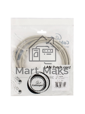 Патч-корд UTP Cablexpert кат.5e, 1.5м, литой, многожильный (серый)