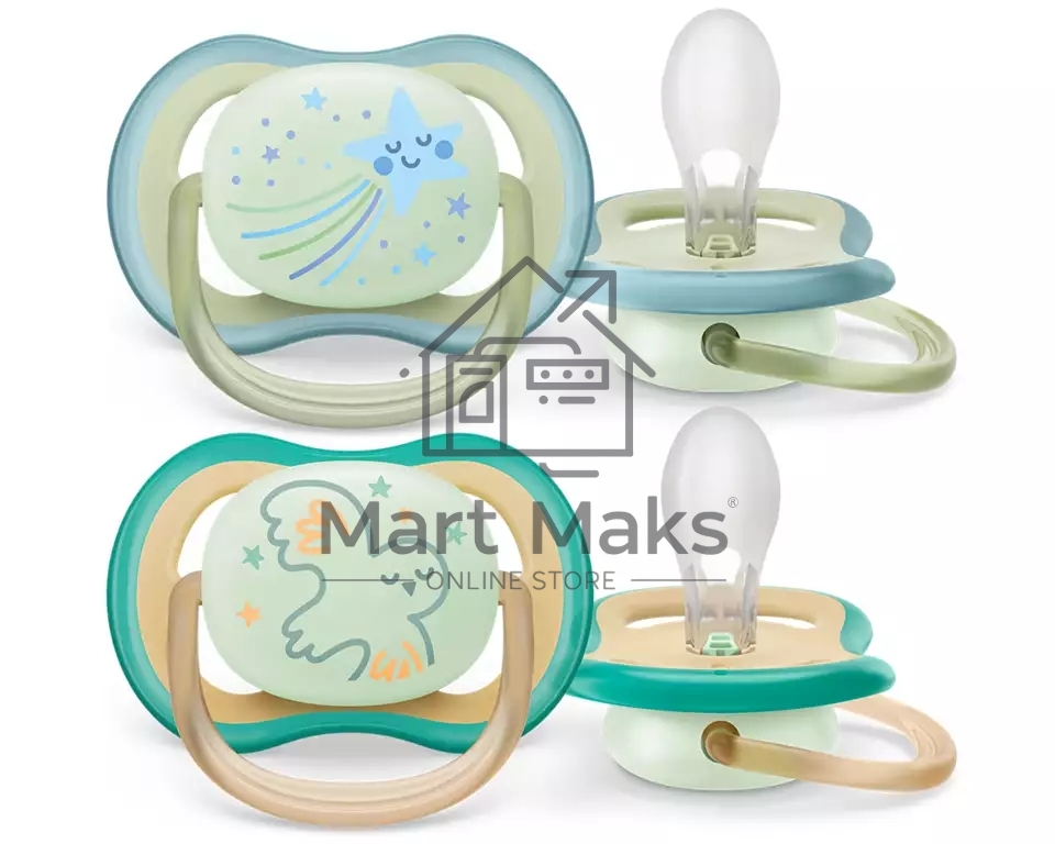 Пустышка Philips Avent ultra air, ночная, звезда/сова, 0-6 мес., 2 шт.