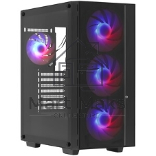 Компьютерный корпус Deepcool MATREXX 55 V4 без БП, боковое окно (закаленное стекло), 3xARGb LED 140мм вентилятора спереди, 1xARGb LED 120мм вентилятор сзади, черный, ATX