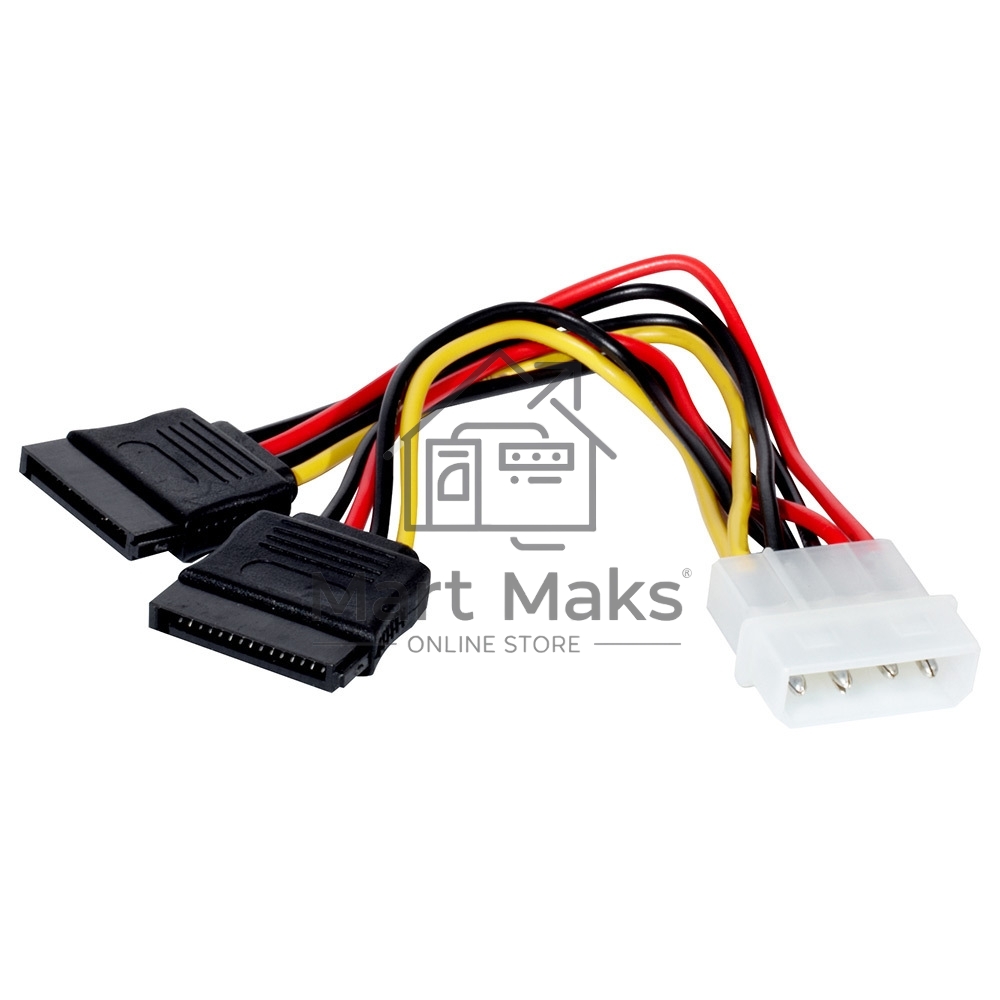 Кабель питания 2xSATA (от разъема Molex (IDE) блока питания), 15см Exegate