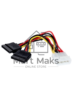 Кабель питания 2xSATA (от разъема Molex (IDE) блока питания), 15см ExeGate