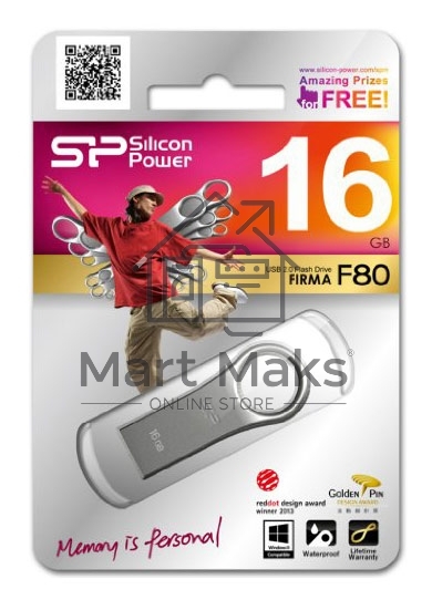Флешка USB R/W Silicon Power R/W 16Gb Firma F80 SP016GbUF2F80V1S USB 2.0 серебристый