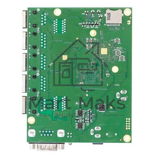 Плата маршрутизатора RB450Gx4 без корпуса RouterBOARD 450Gx4 with four core 716MHz Atheros CPU, 1 GB RAM, 5 Gigabit LAN ports, PoE OUT on port #5, RouterOS L5