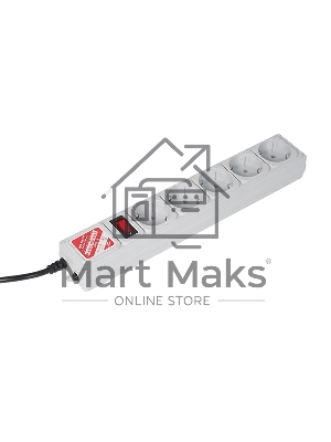 Сетевой фильтр POWER CUBE 1,9 м.* 5 розеток, серый