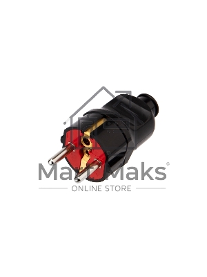 Вилка Евро Rexant прямая с з/к 16А усиленная черная