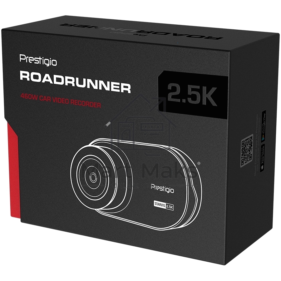 Видеорегистратор Prestigio RoadRunner 460W, 3.0'' IPS (854x480) touch screen display, WQHD 2.5K 2560x1440@30fps, Mstar SSC8629Q, 5 MP CMOS Sony Starvis IMX335 image sensor, 5 MP camera, 140° Viewing Angle, Wi-Fi, USB Type-C, Supercapacitor, Night Vision, 