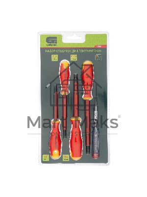 Набор отверток Сибртех 12937 диэлектрических до 1000в тестер crv двухкомпонентные рукоятки (5шт.)