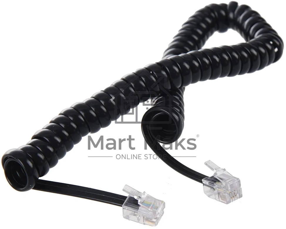 Телефонный шнур витой для трубки Greenconnect 5.0m, RJ9 4P4C (джек) черный, GCR-50966