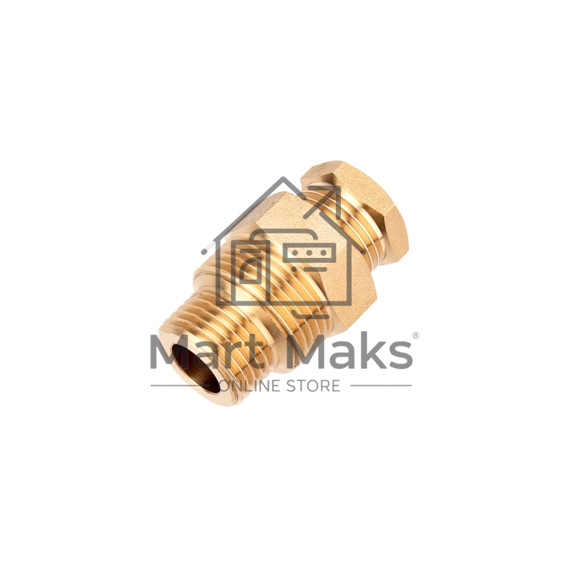 Сальник Rexant с двойной резьбой 1/2 и 3/4 для ввода кабеля в трубу, никелированная латунь