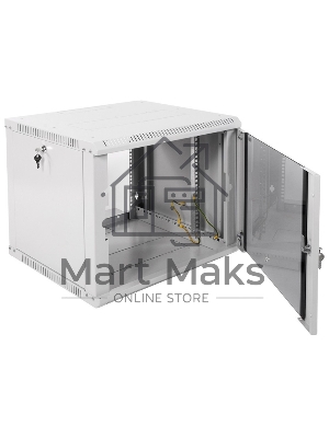 Шкаф телекоммуникационный настенный разборный 9U (600х520) дверь стекло, черный (ШРН-Э-9.500-9005)