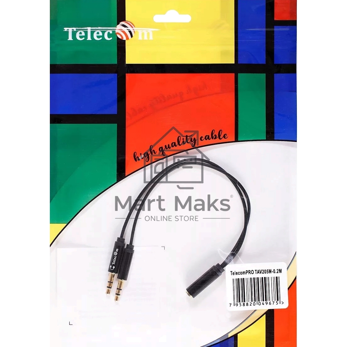 Кабель-адаптер 2*3.5ST(M)/3.5 ST(F), 0.2м, Telecom PRO <TAV205M-0.2M>
