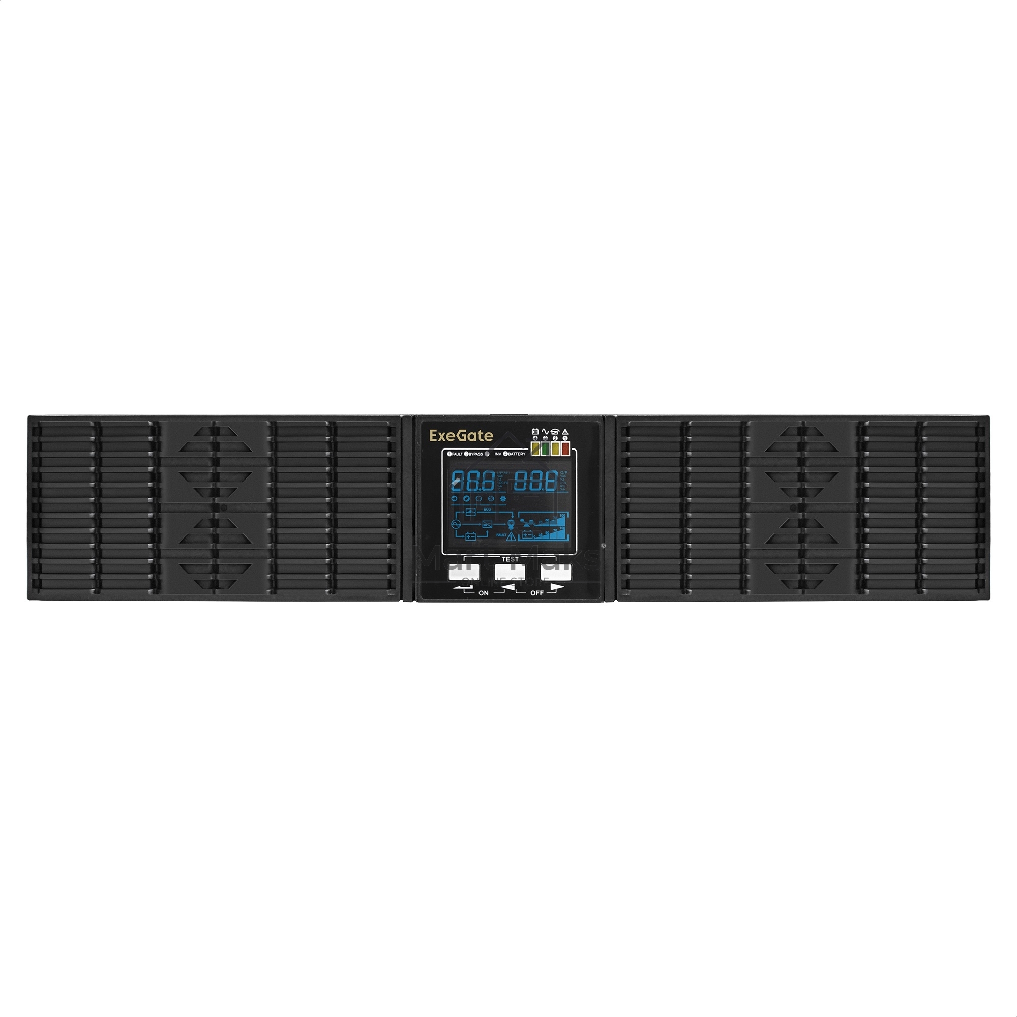 Источник бесперебойного питания On-line ExeGate PowerExpert ULS-1000.LCD.AVR.1SH.2C13.USB.RS232.SNMP.2U <1000VA/1000W, On-Line, PF=1, LCD, 1*Schuko+2*C13, RS232, USB, SNMP-slot, Rackmount 2U/Tower, металлический корпус, Black>