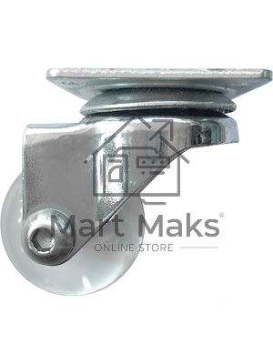 Колесо ПУ прозрачное поворотное d-35мм, крепление платформенное Сибртех