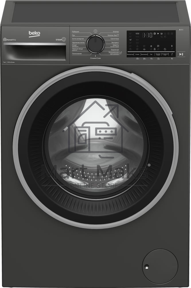 Стиральная машина Beko B3WFR572AB темно-серый, загрузка фронтальная 7 кг, 1200 об/мин., класс: А