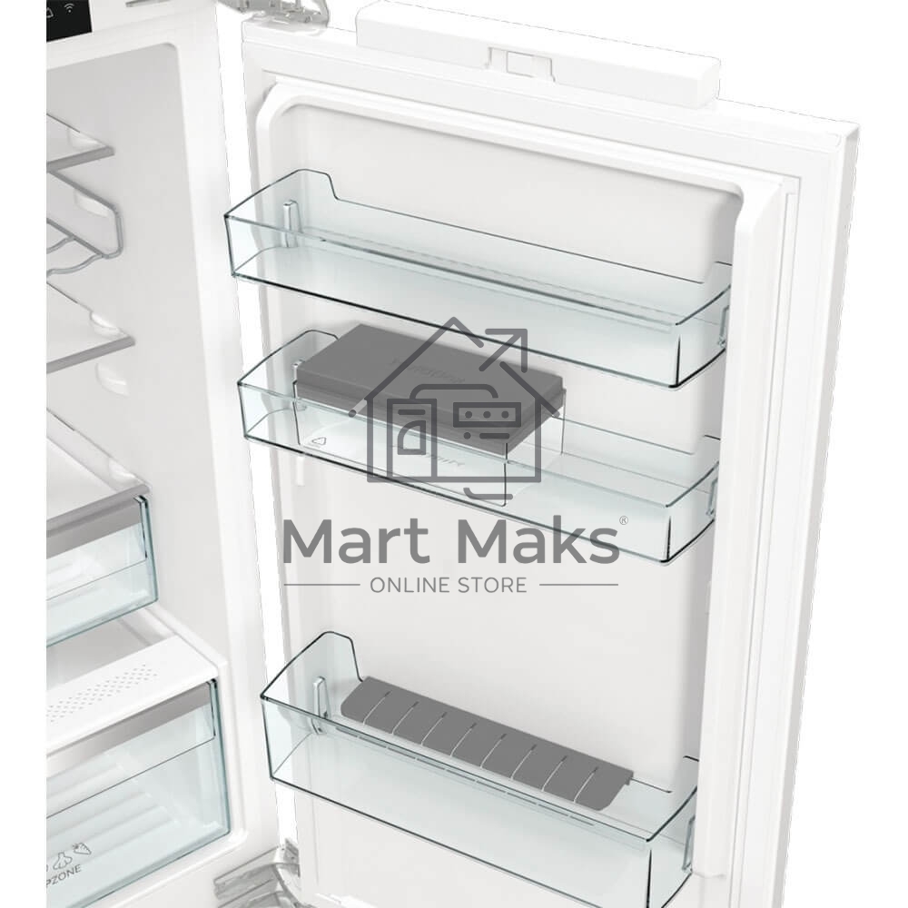 Встраиваемый холодильник Gorenje NRKI517E82WF, полезный объем 244 л, электронное управление, цифровой дисплей, автоматическое размораживание No Frost, быстрое замораживание, интенсивное охлаждение, зона свежести с контролем влажности, инверторный компресс