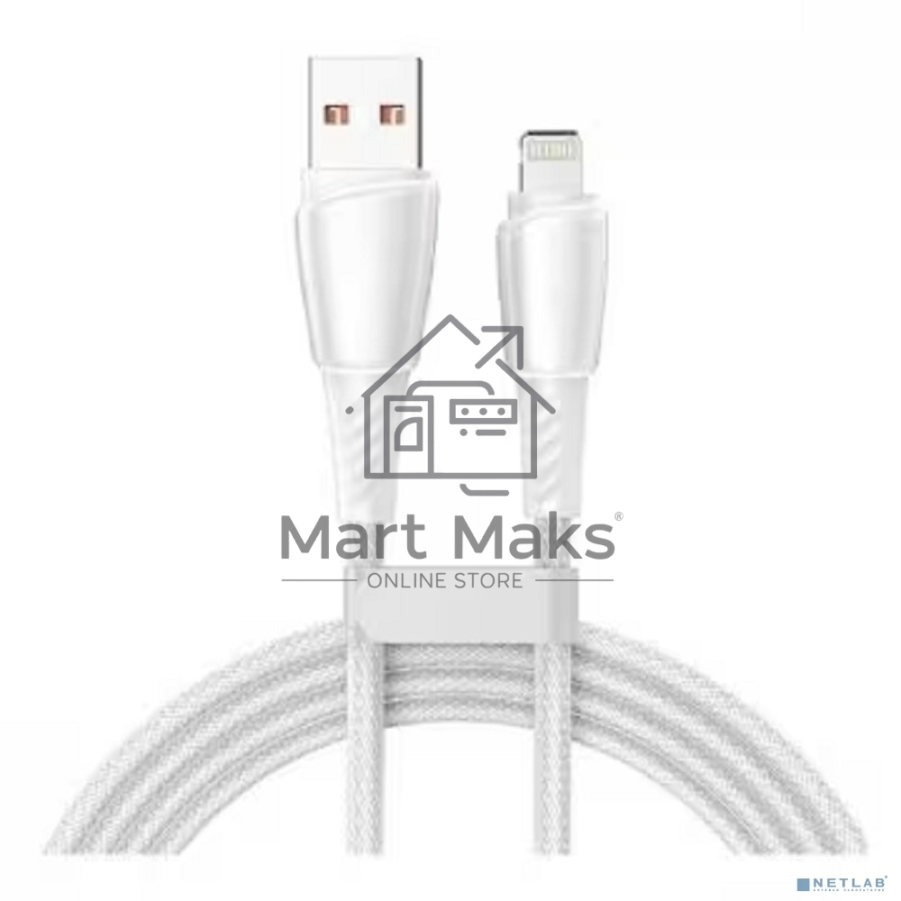 Кабель USB-A – Lightning для Apple, 2,4А, 1м, в белой нейлоновой оплетке Rexant