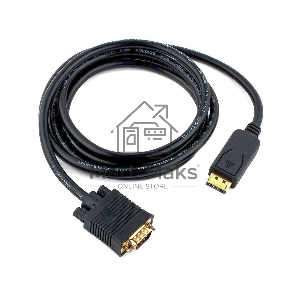 Кабель DisplayPort->VGA Cablexpert CCP-DPM-VGAM-6, 1,8м, 20M/15M, черный, экран, пакет