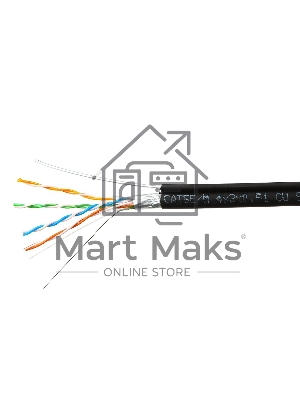 Кабель SkyNet Premium FTP outdoor 4x2x0,51 на тросу, медный, FLUKE TEST, кат.5e, однож., 305 м, на катушке, черный