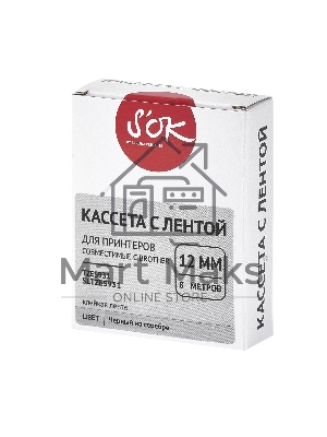 Кассета с лентой S'OK by Sakura Printing TZES931 для Brother, черный на серебре, 12мм/8м, наклейка