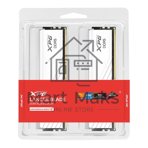 Оперативная память XPG Lancer Blade RGB, DDR5, 32GB (2x16GB), 6000MHz, CL34, DIMM, с радиаторами, RGB, белый