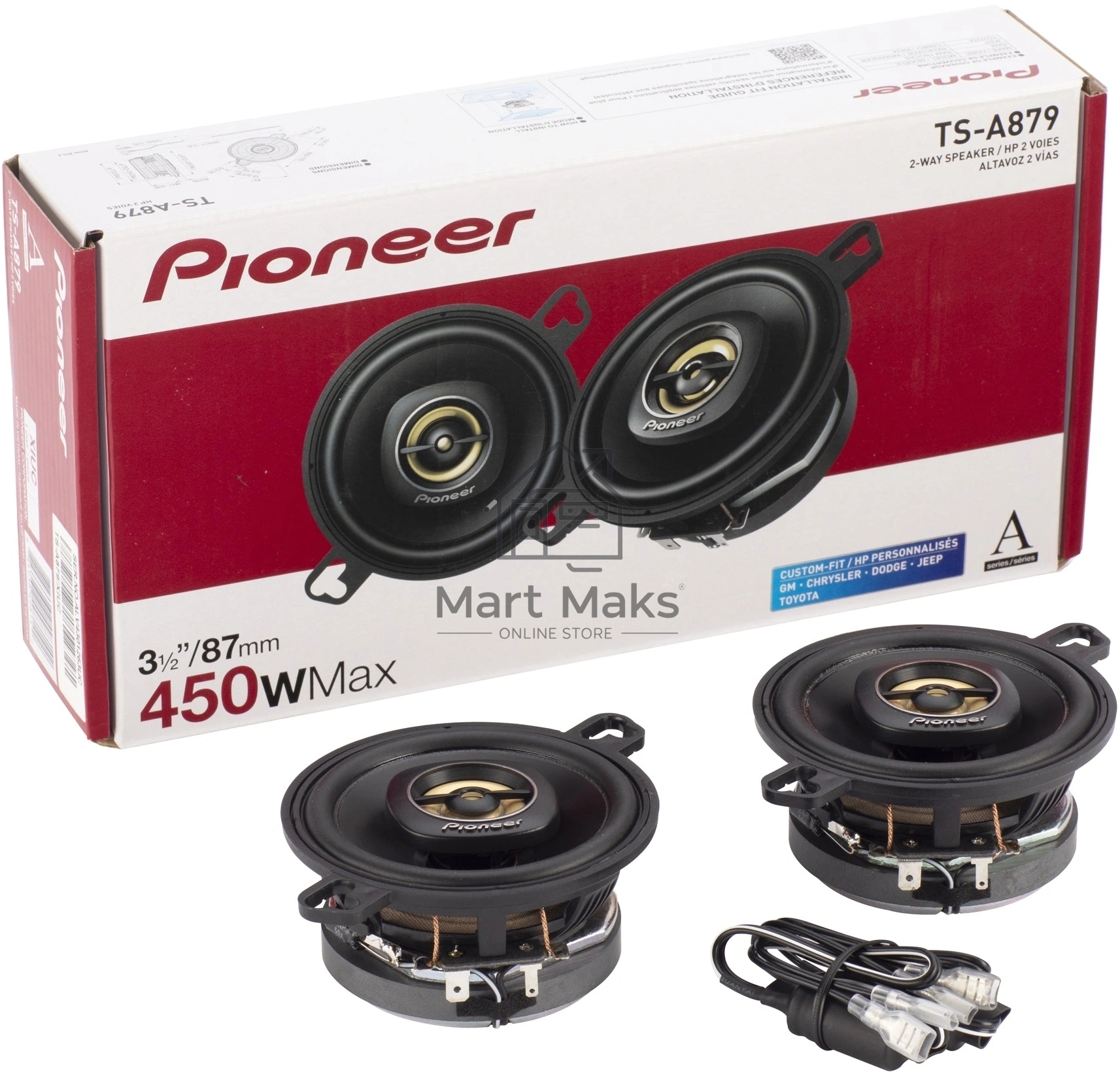 Колонки автомобильные Pioneer TS-A879 (без решетки) 450Вт 85дБ 4Ом 7.6см (3дюйм) (ком.:2кол.) твитер двухполосные