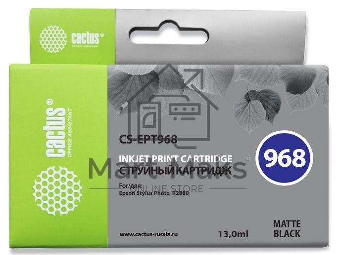 Картридж струйный Cactus CS-EPT968 черный матовый (13 мл) для Epson Stylus Photo R2880
