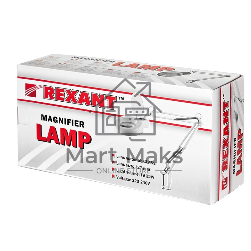 Лупа на струбцине Rexant, круглая, 8D, с подсветкой, белая 31-0021
