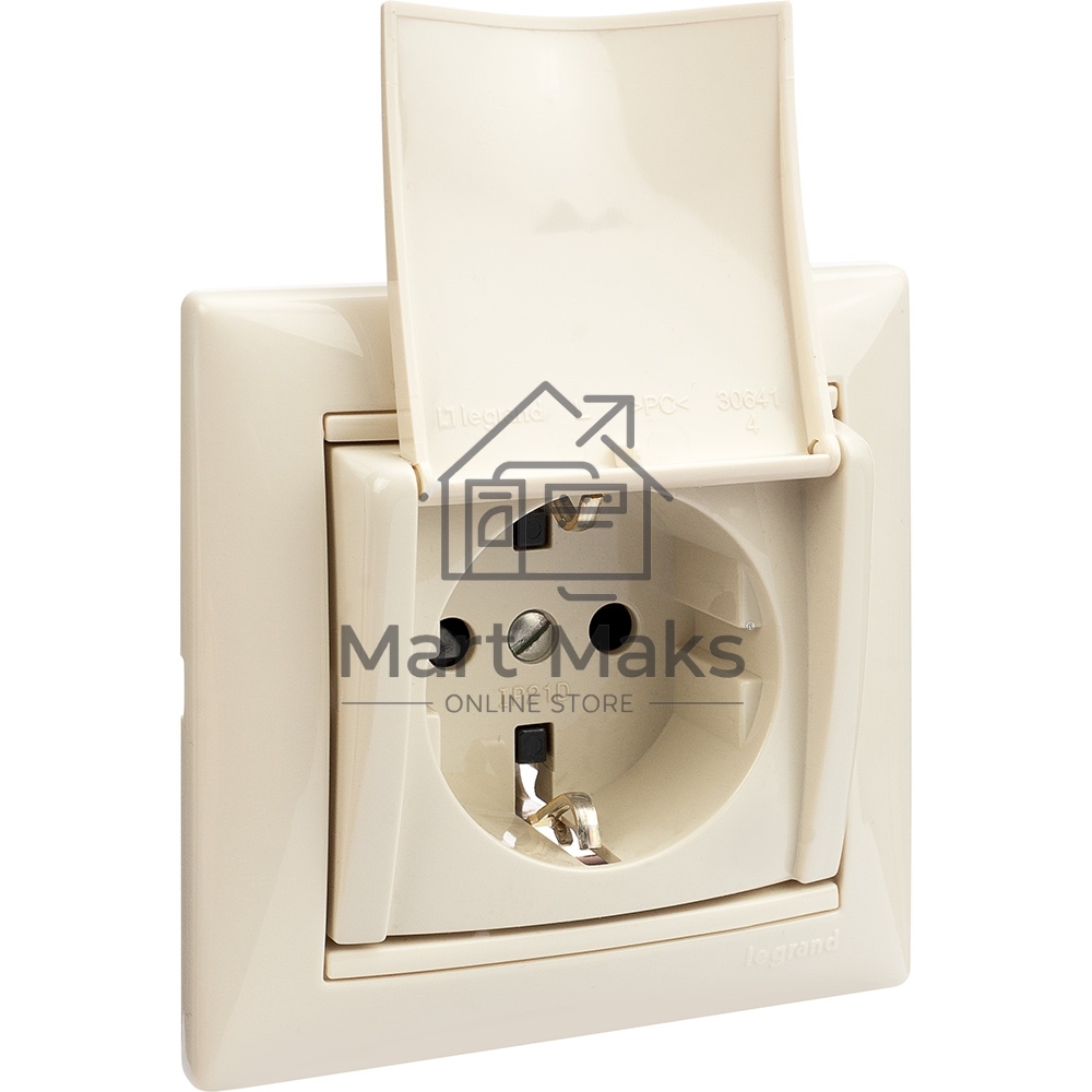 Механизм розетки 1-м СП Valena с защ. крышкой защ. шторки с заземл. сл. кость Legrand 774322