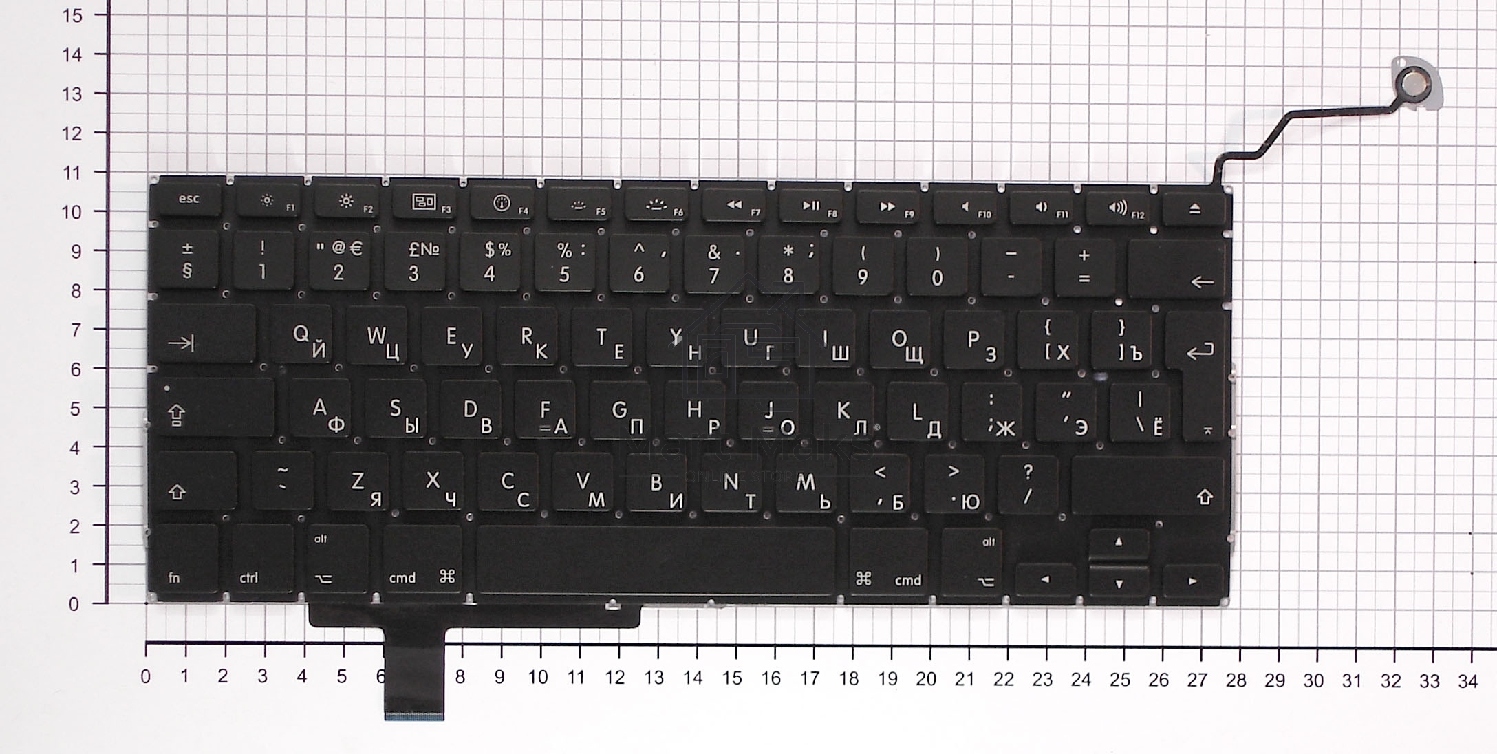 Клавиатура для ноутбука Macbook A1297 черная, большой Enter