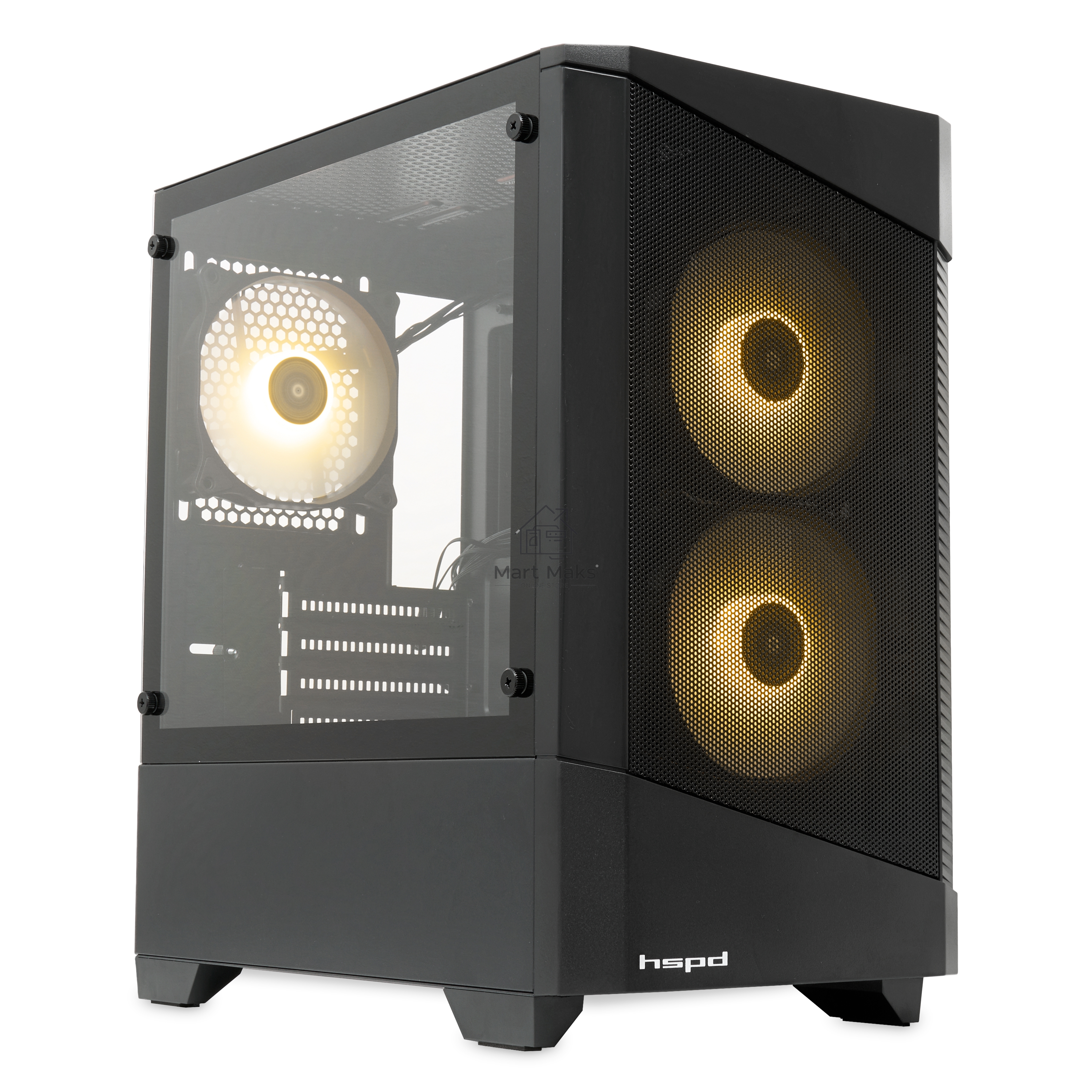 Компьютерный корпус  HSPD M330, Mesh Mini-tower, черный, TG, 0.6 SPCC, 3x120mm ARGB mATX, mITX 175/330/160mm 2x2.5