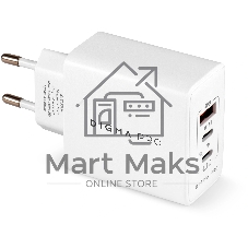 Сетевое зарядное устройство Digma Pro DPW6B 65W 3.25A (PD+QC) 2хUSB-C/USB-A универсальное белый (DPW6B5GX12WH)