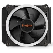 Комплект жидкостного охлаждения ExeGate BlackWater-120V3.PWM.RGb (RGb подсветка, LGA2066/2011/1366/1150/1151/1155/1156/1200/1700/1851/AM4/AM5/FM1/FM2/FM2+/AM2/AM2+/AM3/AM3+, TDP 150W, Fan 120мм 4pin PWM 600-1800RPM Hydro bearing, помпа 3pin 2700RPM, макс. шум 37db, с термопастой, на винтах, черный, Color Box)
