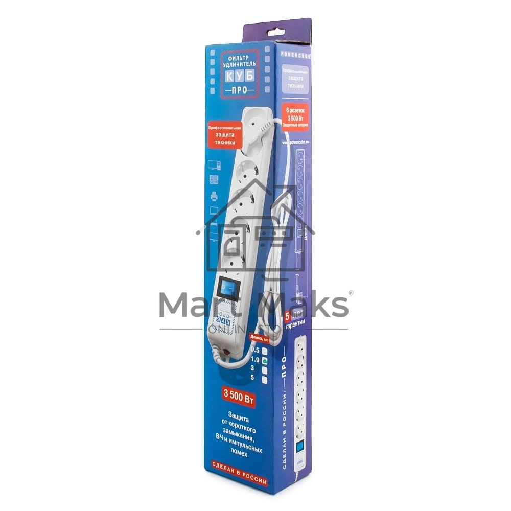 Фильтр-удлинитель Power Cube PRO, 1,9 м, LC контур, 16А/3,5кВт
