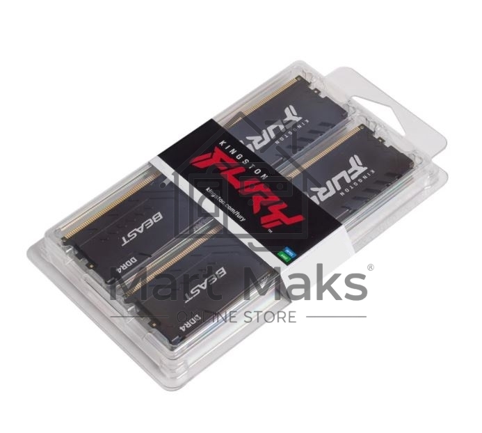 Оперативная память Kingston Fury Beast, DDR4, 16GB (2x8GB), 3600MHz, CL17, DIMM, с радиаторами, черный