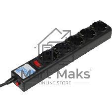 Фильтр-удлинитель PowerCube 3 м, 5 р, черный 10А, UPS(C14), SPG5-В3