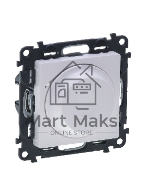 Диммер универс., с лиц. панелью, поворот. ручк., Белый