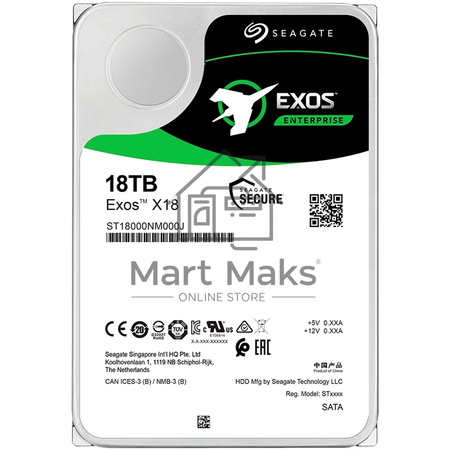 Жесткий диск Seagate Original SATA-III 18Tb ST18000NM000J Exos X18 512E (7200rpm) 256Mb 3.5