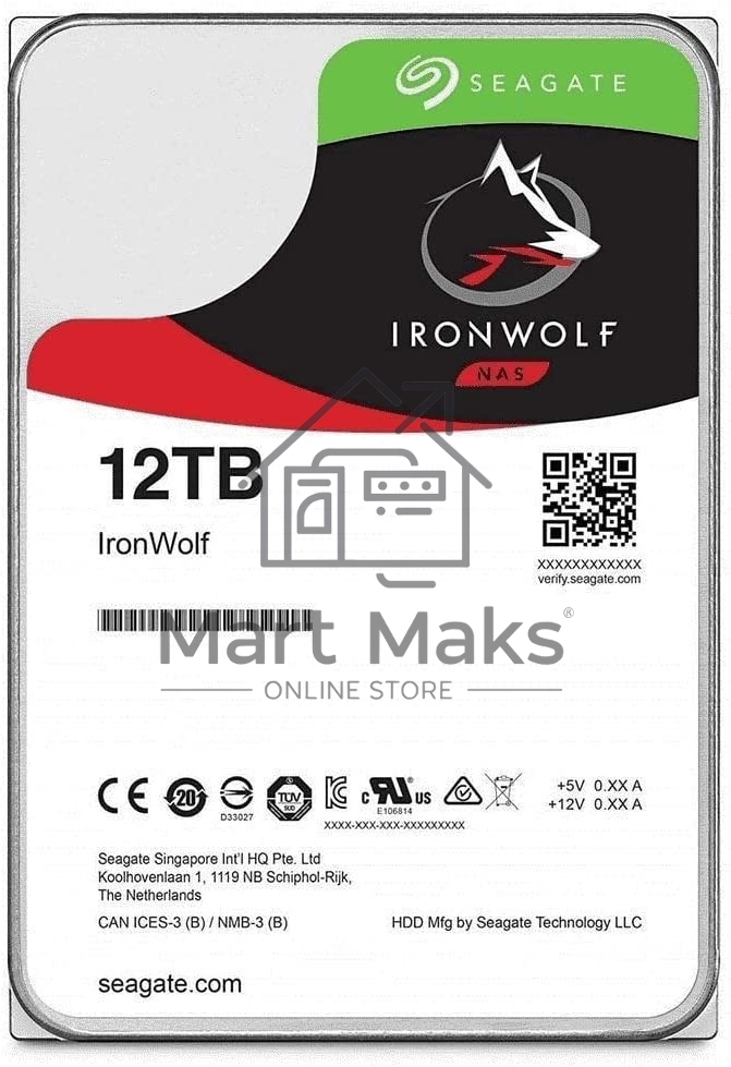 Жесткий диск Seagate Ironwolf ST12000VN0008, 12TB SATA 6.0Gb/s, 7200 rpm, 256mb buffer, 3.5